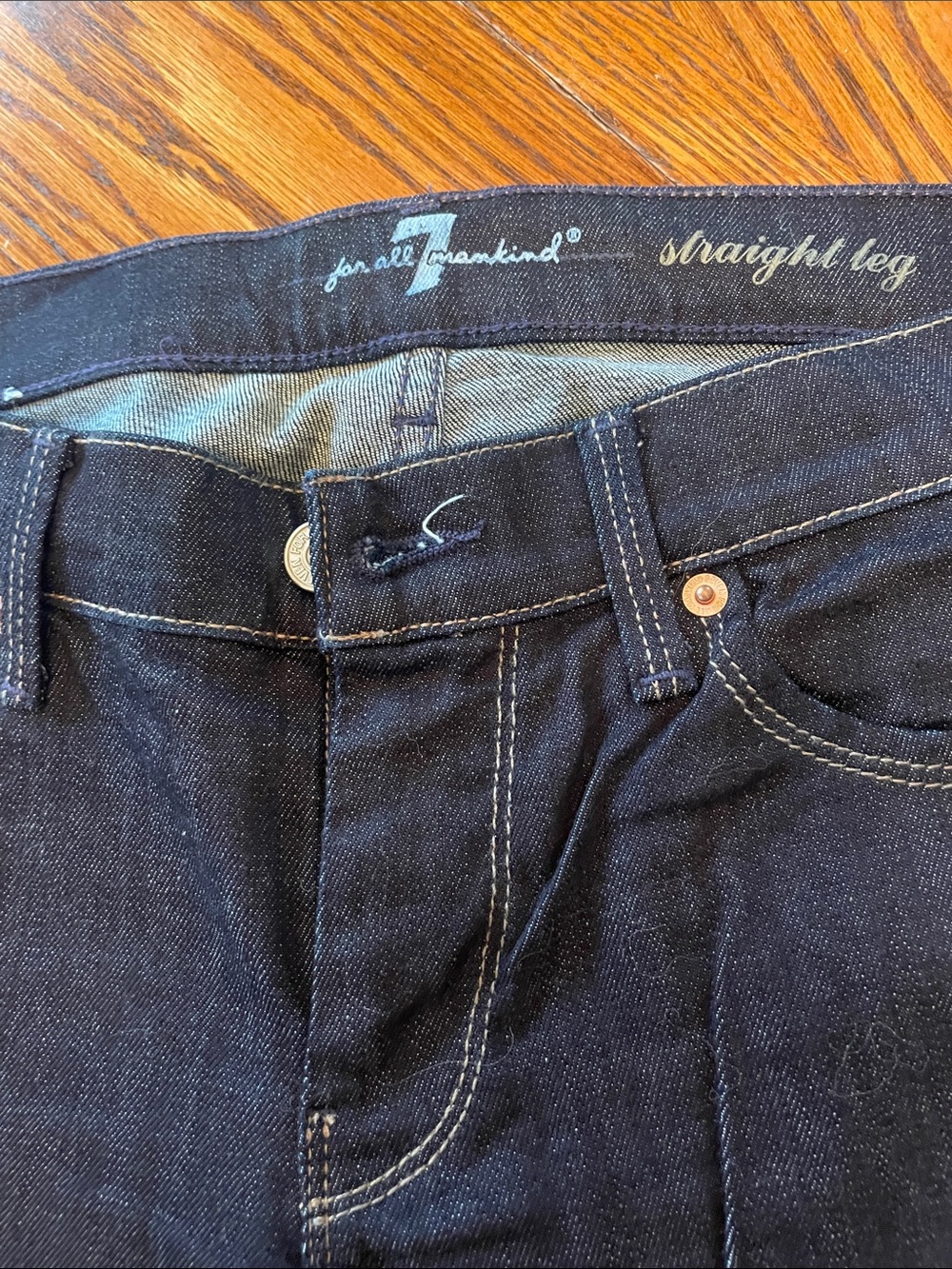 7 For All Mankind Women’s Straight Leg Dark Blue Jeans